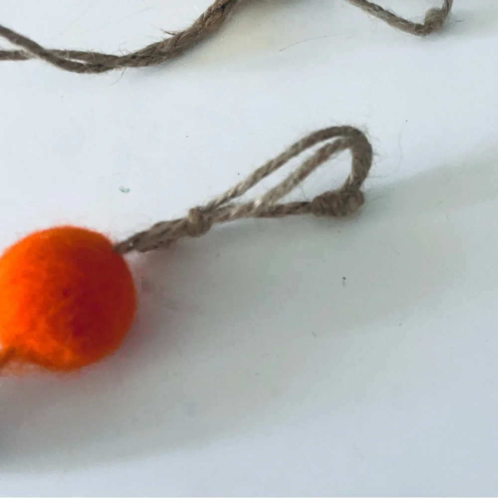 Wool Pumpkins and various color balls Garland for Fall, Thanksgiving, Halloween